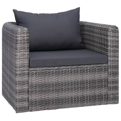 vidaXL 6 Piece Patio Sofa Set with Cushions & Pillows Poly Rattan Gray