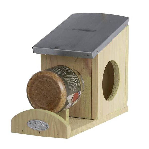 Esschert Design Squirrel Feeder Natural, Grey Spruce wood, Zinc