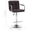 vidaXL Bar Stool Set of 2 Brown Faux leather, Steel Standard