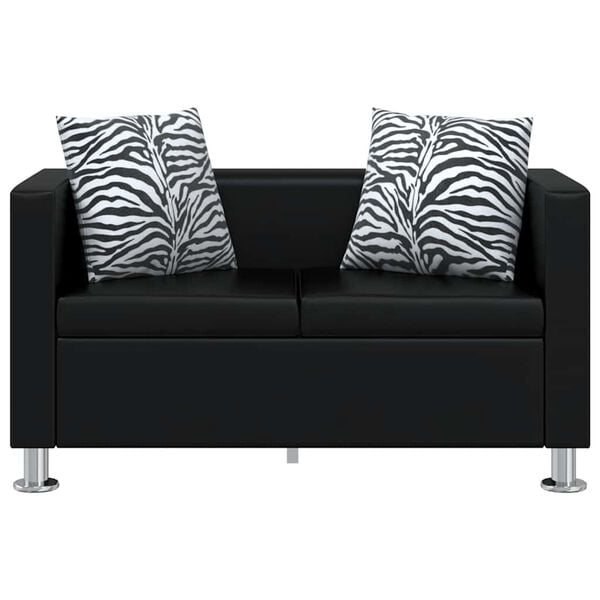vidaXL Sofa Black PVC, Polyester, Cotton Small Durable Sofa