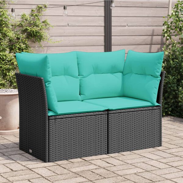 vidaXL Garden Sofa Black, Blue