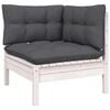 vidaXL Garden Lounge Set White Solid pinewood, 100% polyester fabric