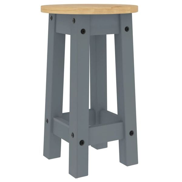 vidaXL Bar Stool Grey Solid Pine Wood with Honey Wax Finish Medium