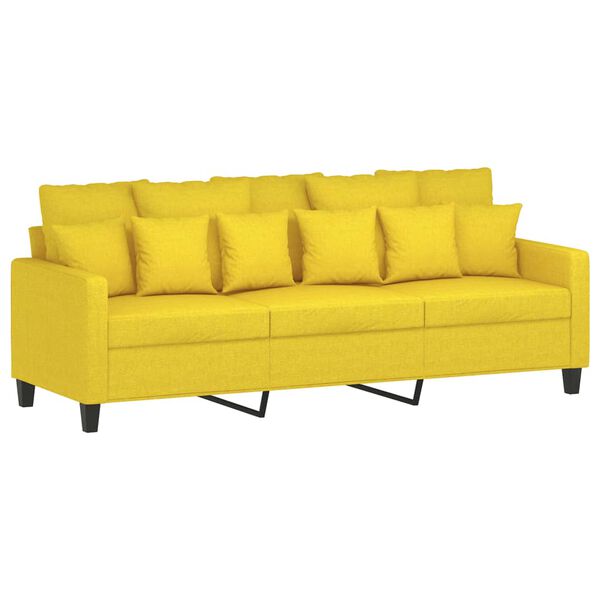 vidaXL Sofa Set Light Yellow 100% Polyester, Metal, Plywood, Foam