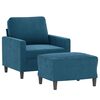 vidaXL Sofa Chair with Footstool Blue 23.6" Velvet