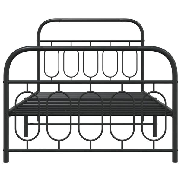 vidaXL Bed Frame Black Steel Twin Metal Bed Frame Rectangular Modern