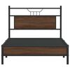 vidaXL Bed Frame Brown Oak Engineered Wood, Steel 39.4 x 74.8 in