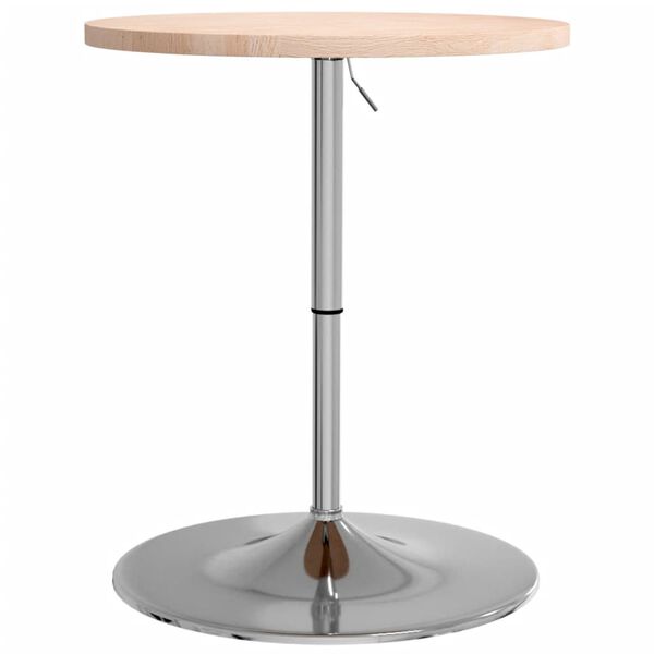 vidaXL Bar Table Medium Brown, Chrome Solid Oak Wood, Chromed Steel