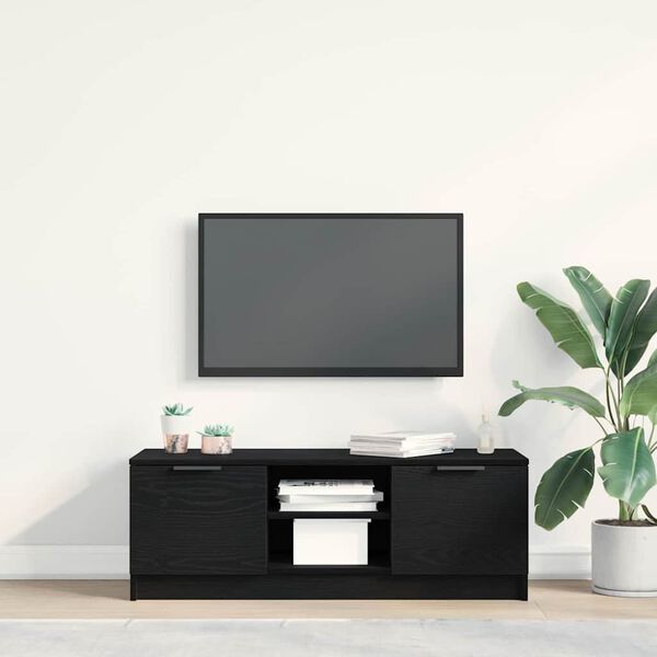 vidaXL TV Cabinet Black Oak 102 x 32 x 35.5 cm Engineered Wood