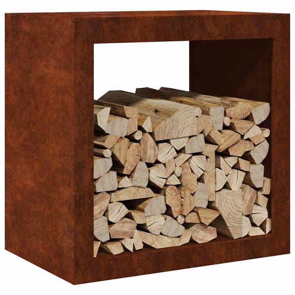 vidaXL Firewood Rack 23.6x15.7x23.6" Weathering Steel