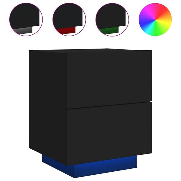 vidaXL Bedside Cabinet Black Engineered wood Medium Modern