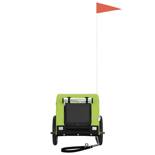 vidaXL Pet Bike Trailer Green and Black Oxford Fabric, Iron, PVC