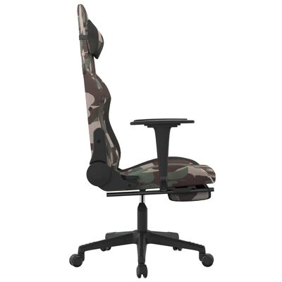 vidaXL Gaming Chair with Footrest Camouflage and Black Fabric