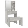 vidaXL Dressing Table Set With Led Concrete grey Engineered wood, acrylic