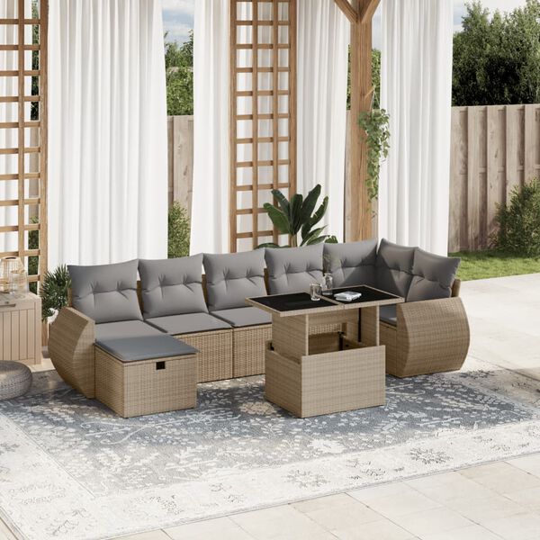 vidaXL Garden Sofa Set Beige PE rattan Large Modular Garden Sofa Set