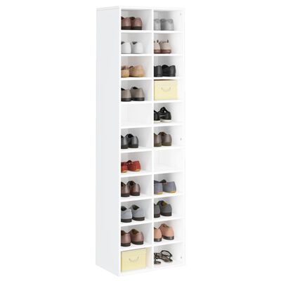 vidaXL Shoe Cabinet White 21.2"x13.3"x72" Chipboard