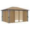 vidaXL Gazebo with Curtain 157.5x118.1" Taupe Aluminium