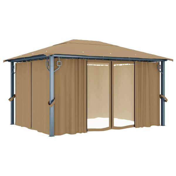 vidaXL Gazebo with Curtain 157.5x118.1" Taupe Aluminium