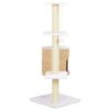 vidaXL Cat Tree Natural, White Seagrass, Soft Plush, Sisal Rope Medium