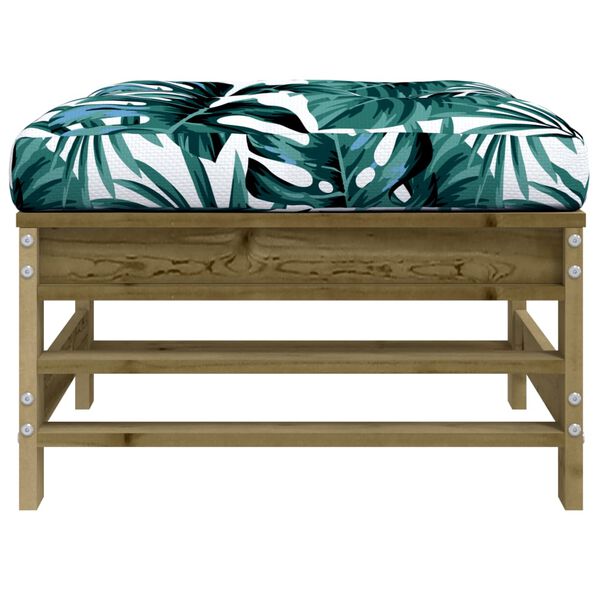 vidaXL Garden Footstool Natural wood, Leaf pattern