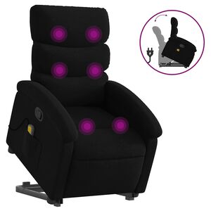 vidaXL Stand Up Massage Recliner Chair Black Polyester, Foam, Metal, Plywood
