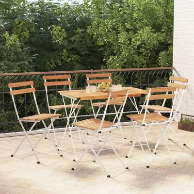 vidaXL Folding Bistro Chairs 6 pcs Solid Wood Acacia and Steel