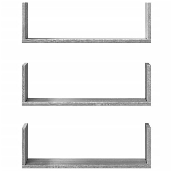 vidaXL Wall Shelves 3 pcs Grey Sonoma 22.8x7.1x7.1" Engineered Wood