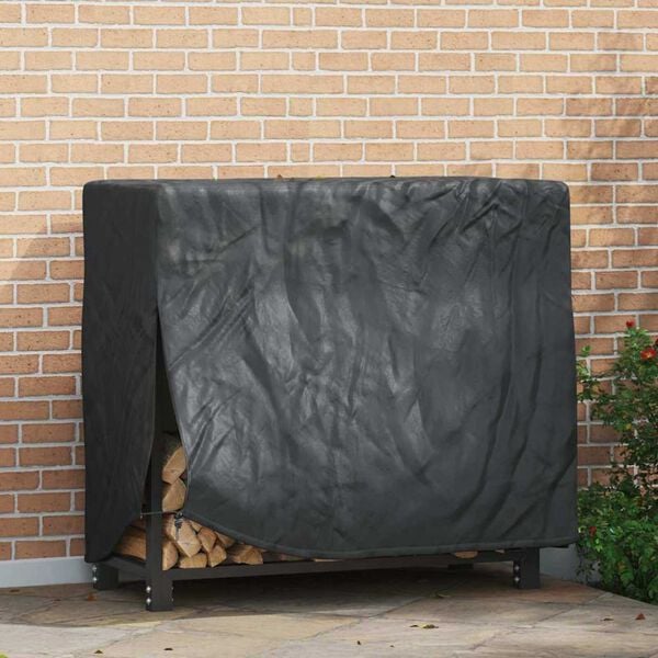 vidaXL Firewood Rack Cover Plain Black 61 x 122 x 106 cm Fabric