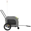 vidaXL Pet Bike Trailer Green and Grey Oxford fabric, Iron, PVC