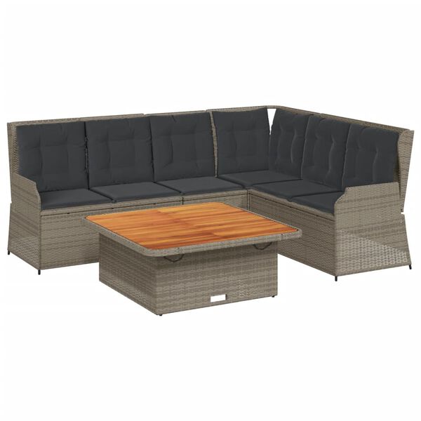 vidaXL Garden Lounge Set Grey, Dark grey, Brown