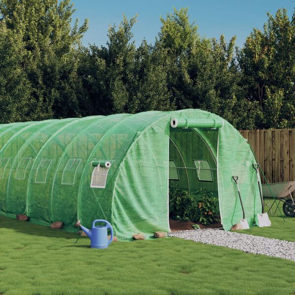 vidaXL Greenhouse Green PE (polyethylene), galvanized steel Large
