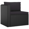 vidaXL Garden Lounge Set Black Poly Rattan, Powder-Coated Steel Large