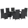 vidaXL Garden Dining Set with Cushion 7 pcs Black Poly Rattan