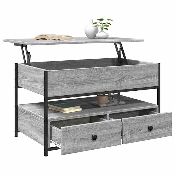 vidaXL Coffee Table Gray Sonoma 33.5"x19.7"x19.7" Engineered Wood and Metal