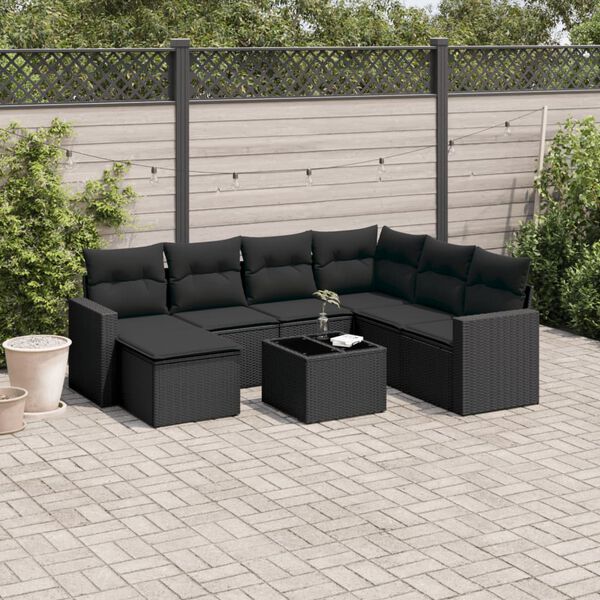 vidaXL Garden Sofa Set Black