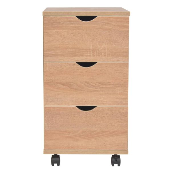 vidaXL Drawer Unit Oak Engineered wood, Plastic 13.0 x 17.7 x 23.6 in