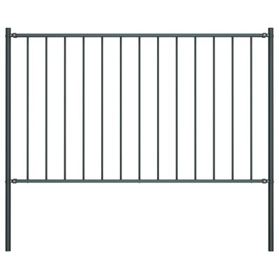 vidaXL Fence Panel with Posts Powder-coated Steel 5.6'x2.5' Anthracite