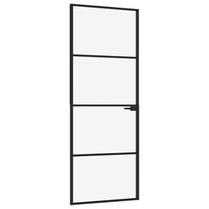 vidaXL Interior Door Black 29.9"x79.3" Tempered Glass&Aluminum Slim