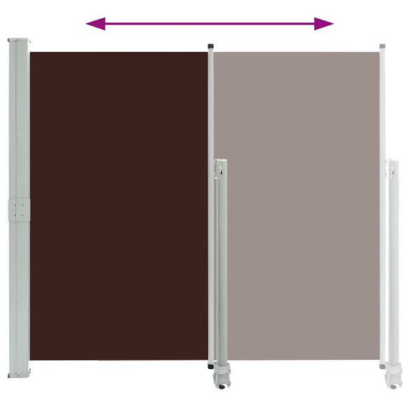 vidaXL Side Awning Brown Fabric with PU coating, powder-coated iron