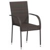 vidaXL Dining Chair Set of 2 Brown Poly Rattan Standard Stackable