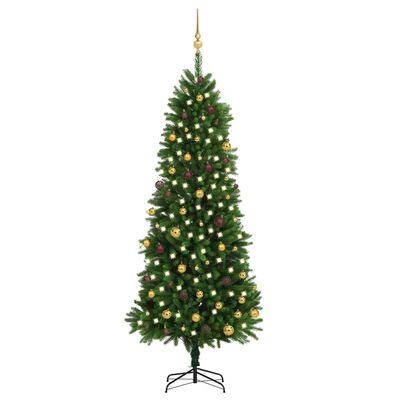vidaXL Artificial Pre-lit Christmas Tree with Ball Set 94.5" Green