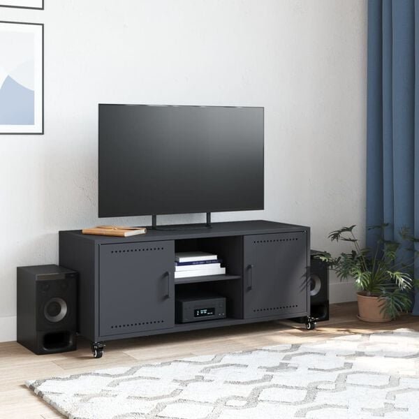 vidaXL TV Cabinet Anthracite Cold-rolled steel Medium TV Cabinet