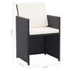 vidaXL Garden Table and Chair Black and cream white