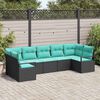 vidaXL Garden Sofa Set 7 pcs Black Poly rattan