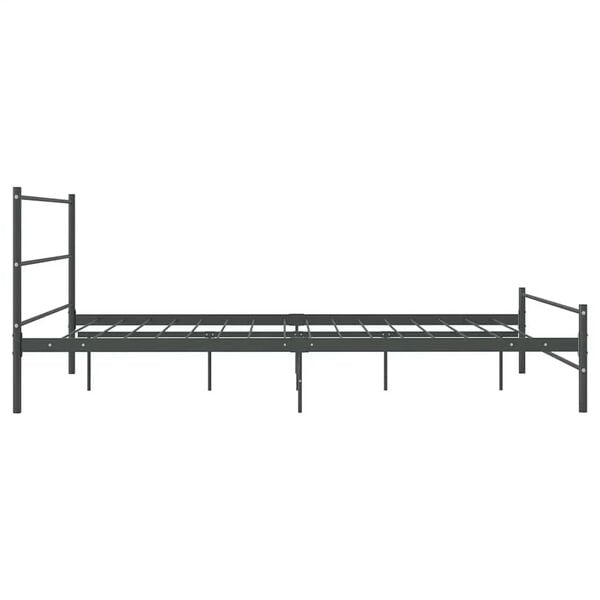 vidaXL Bed Frame Grey Metal 55.1x78.7 in Durable Bed Frame