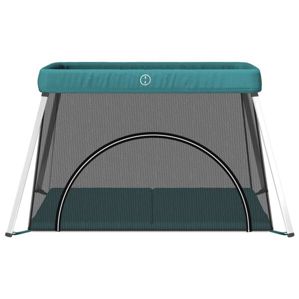 vidaXL Baby Playpen with Mattress Green Linen Fabric