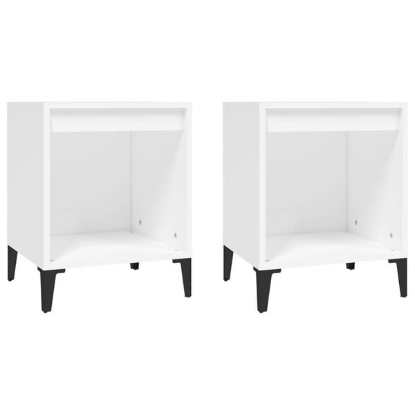 vidaXL Bedside Cabinet Set of 2 White Engineered wood, metal Small