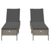 vidaXL Sun Lounger Grey PE Rattan Standard Adjustable Armrests