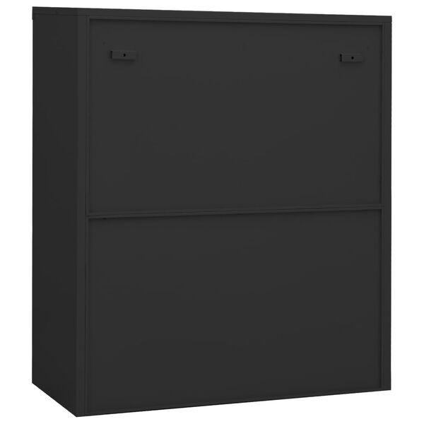 vidaXL Office Cabinet Anthracite Steel, Tempered Glass Medium