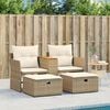 vidaXL Garden Sofa Beige PE rattan 2-seater Adjustable Feet